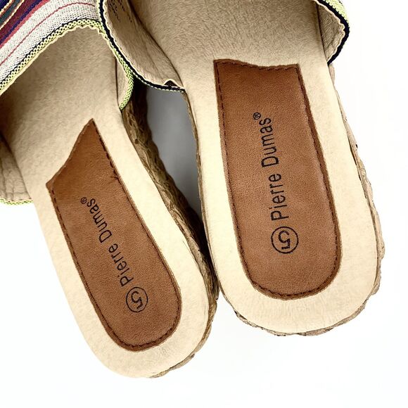 Pierre Dumas Weave Sandals Slides 5 Women Rainbow Strap Southwestern RainbowCore - Picture 4 of 11